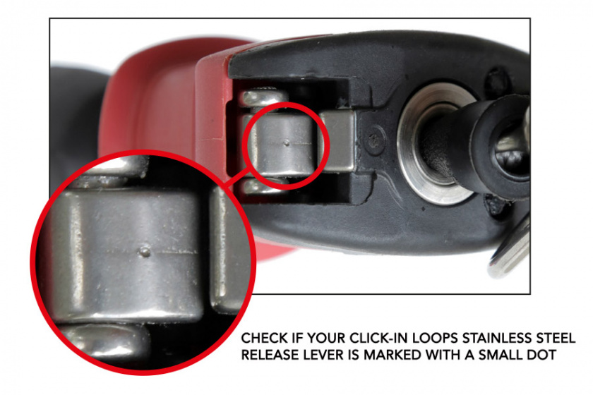 Click In Loop Stainless Steel Release Lever Part Recall